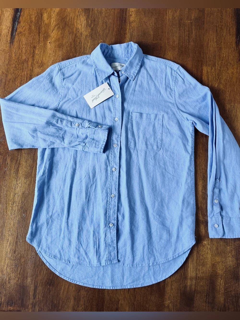 NWT Universal Thread Blue Linen Blend Relaxed Button Down Shirt XS